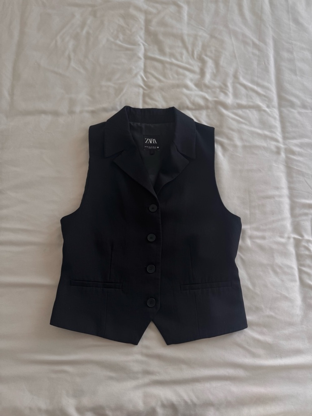 Zara Tailored Fitted Vest Top Black